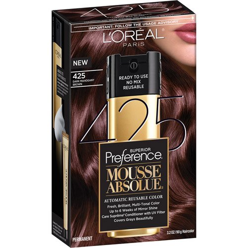 L'Oreal Paris Superior Preference Mousse Absolue Dark Mahogany Brown Permanent Hair Color 425