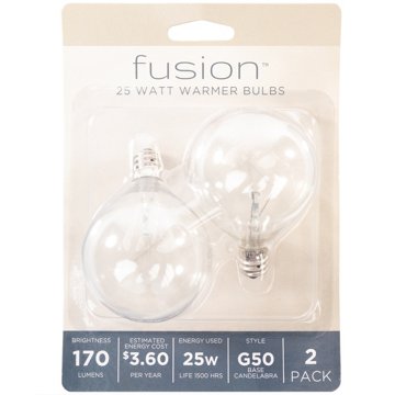 Fusion G50 25-Watt Warmer Light Bulbs, 2 pk