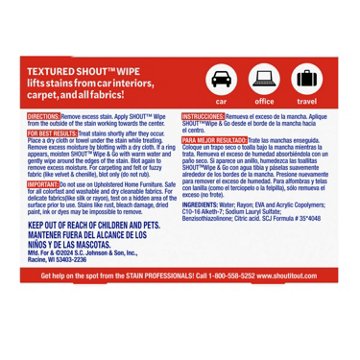 Shout Wipe & Go Instant Stain Remover Wipes, 12 ct