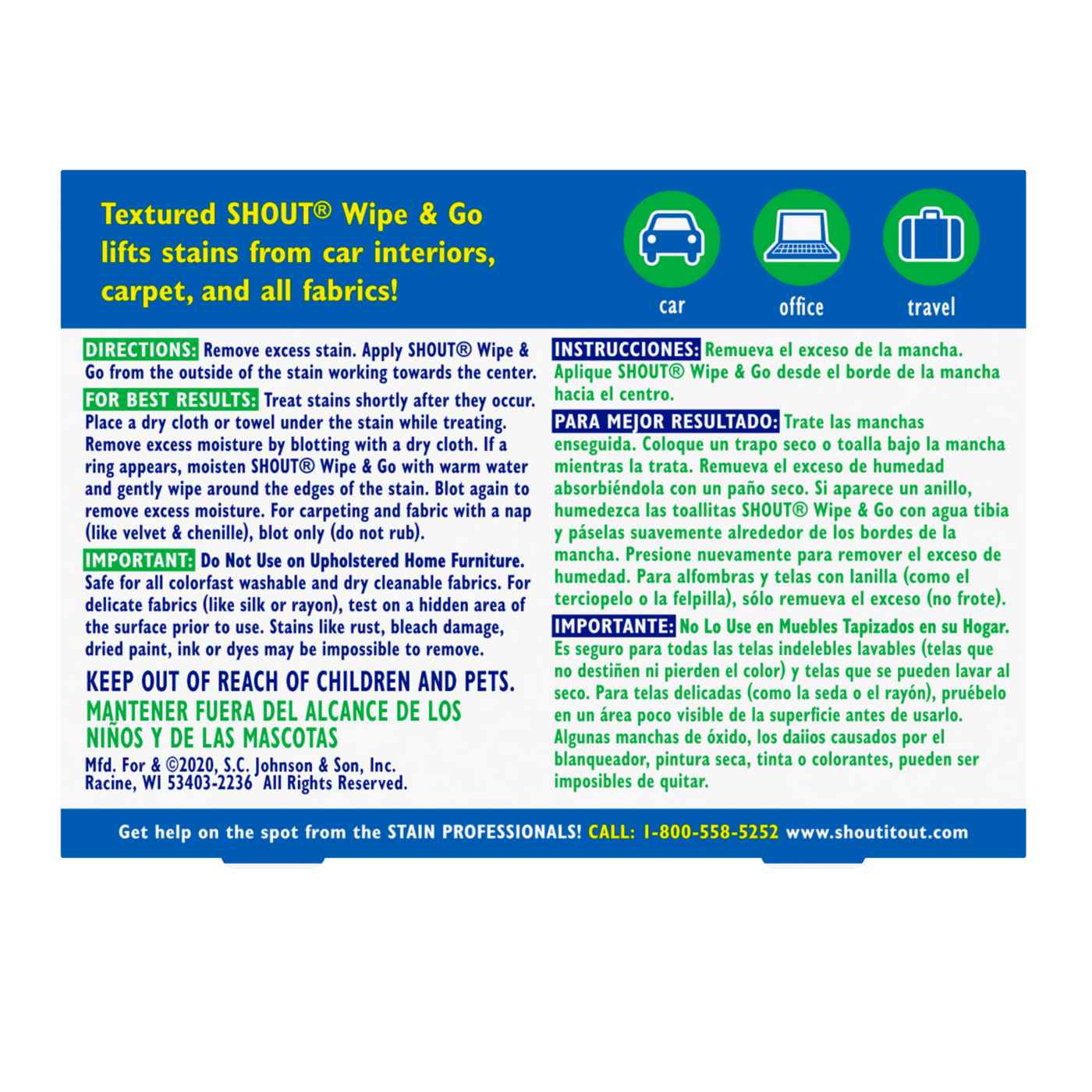 Shout Wipe & Go Instant Stain Remover Wipes; image 2 of 9