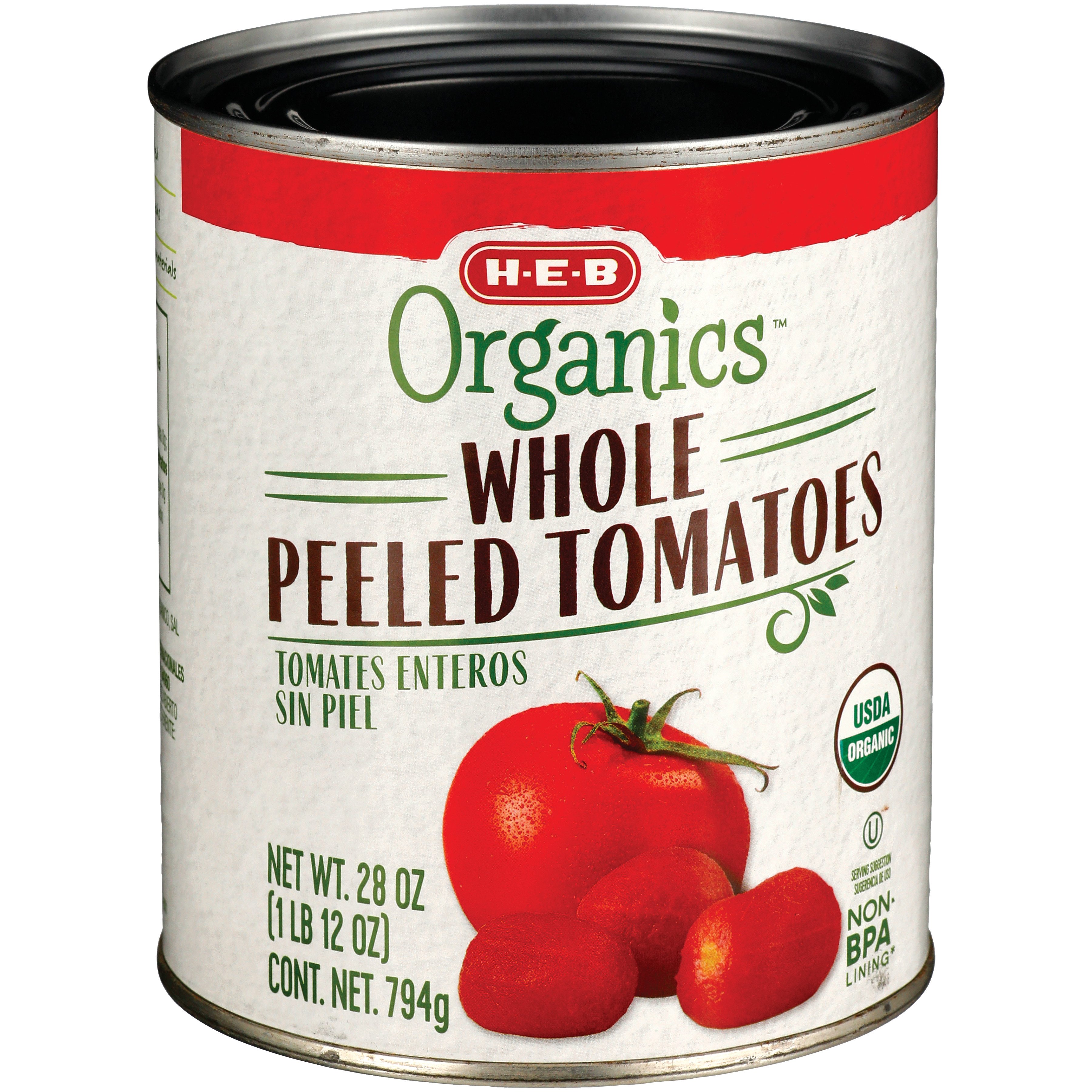 H-E-B Organics Whole Peeled Tomatoes - Shop Vegetables At H-E-B