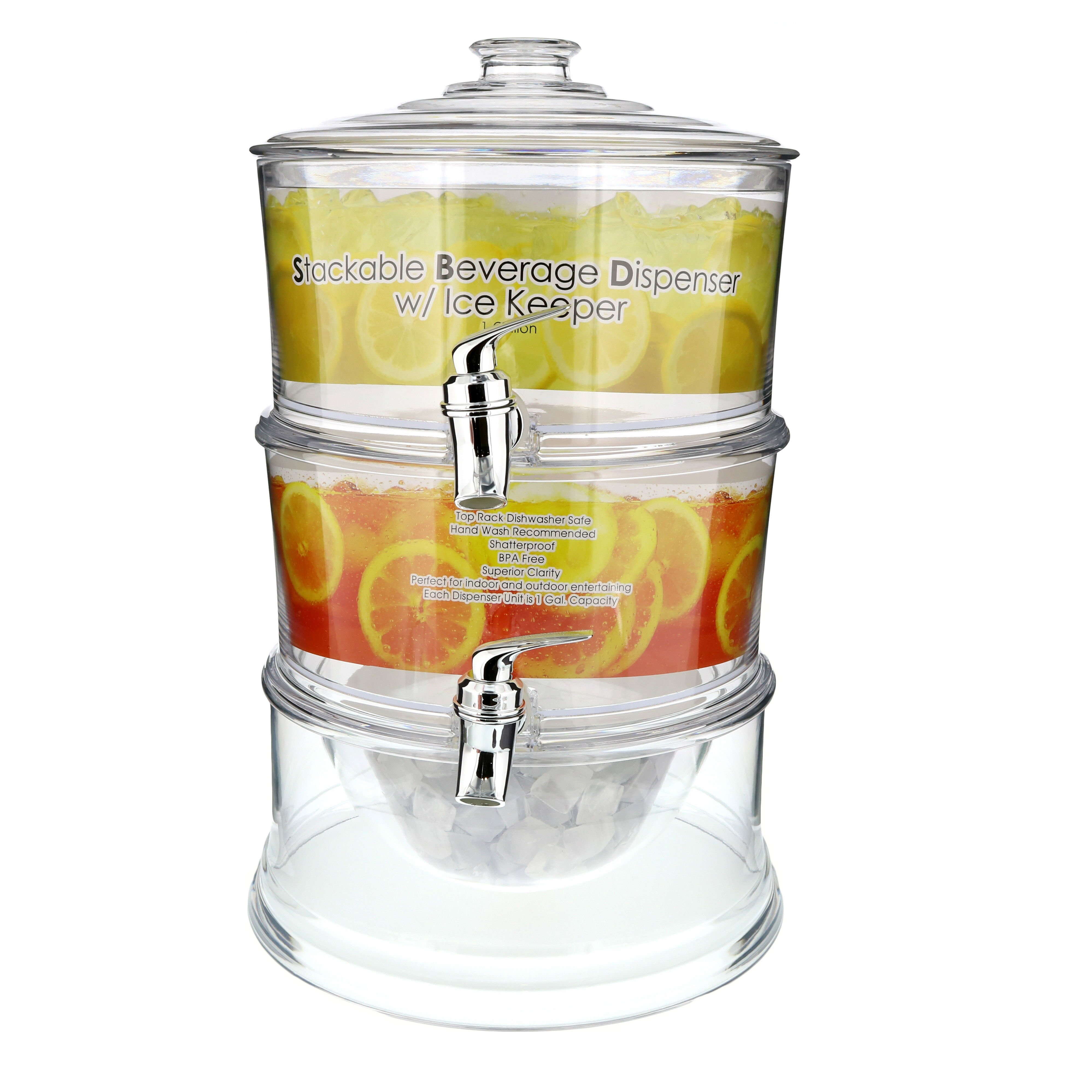 Cocinaware Stackable Acrylic Beverage Dispenser With Ice Keeper