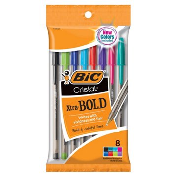 BIC Cristal Xtra Bold Ball Pens - Assorted Ink, 8 pk