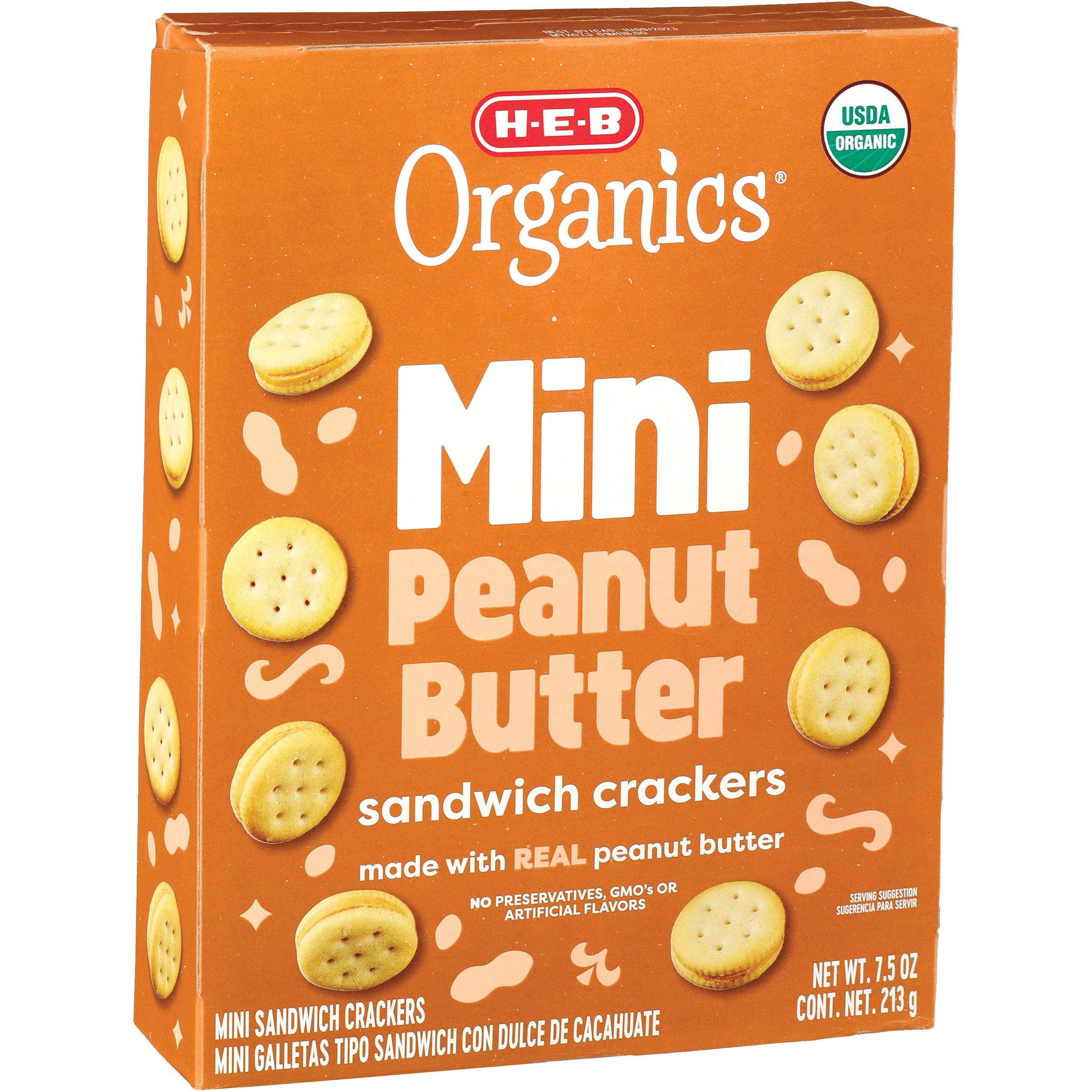 H-E-B Organics Mini Peanut Butter Sandwich Crackers - Shop Crackers ...