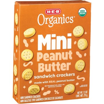 H-E-B Organics Mini Peanut Butter Sandwich Crackers, 7.5 oz