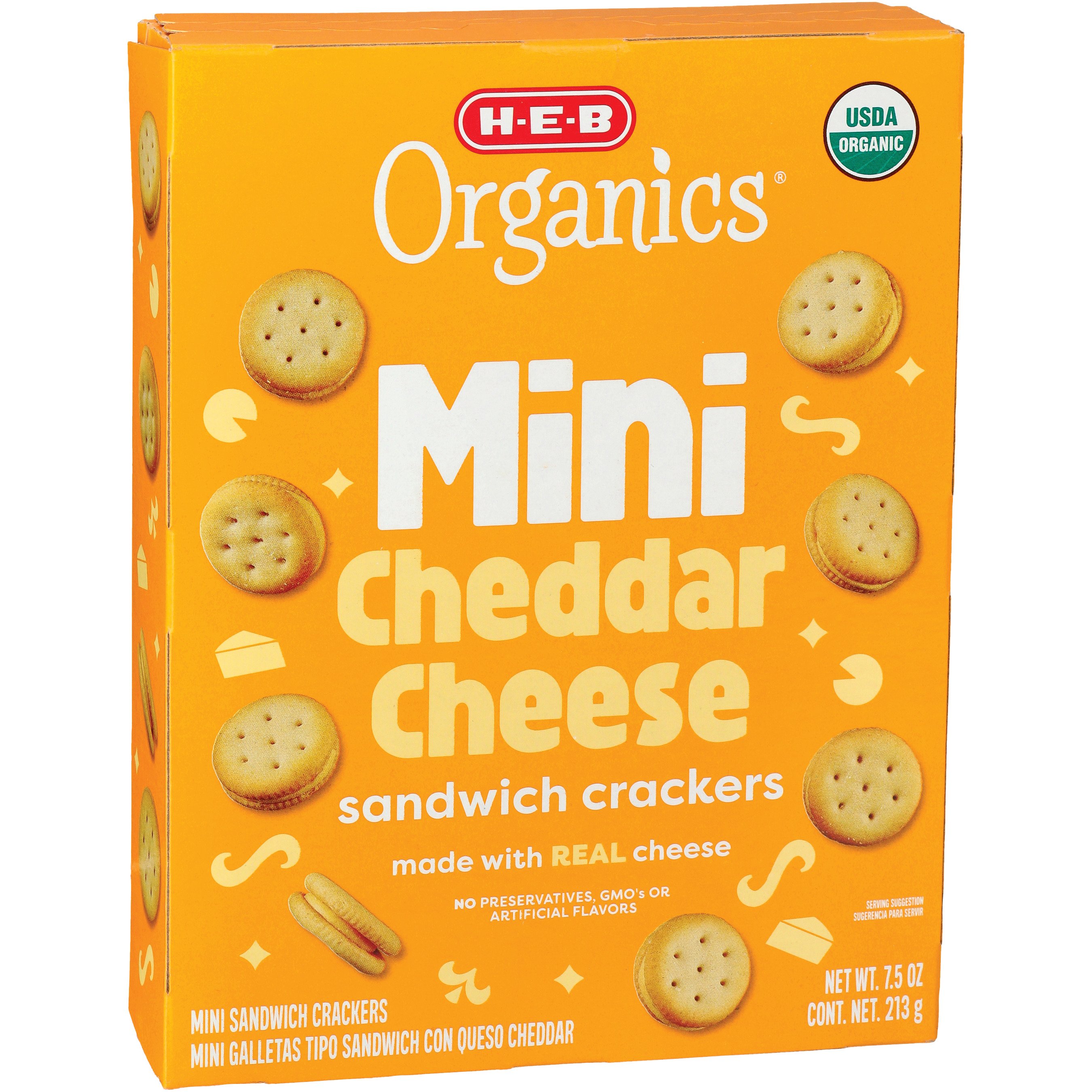 HEB Organics Mini Cheddar Cheese Sandwich Crackers Shop Snacks