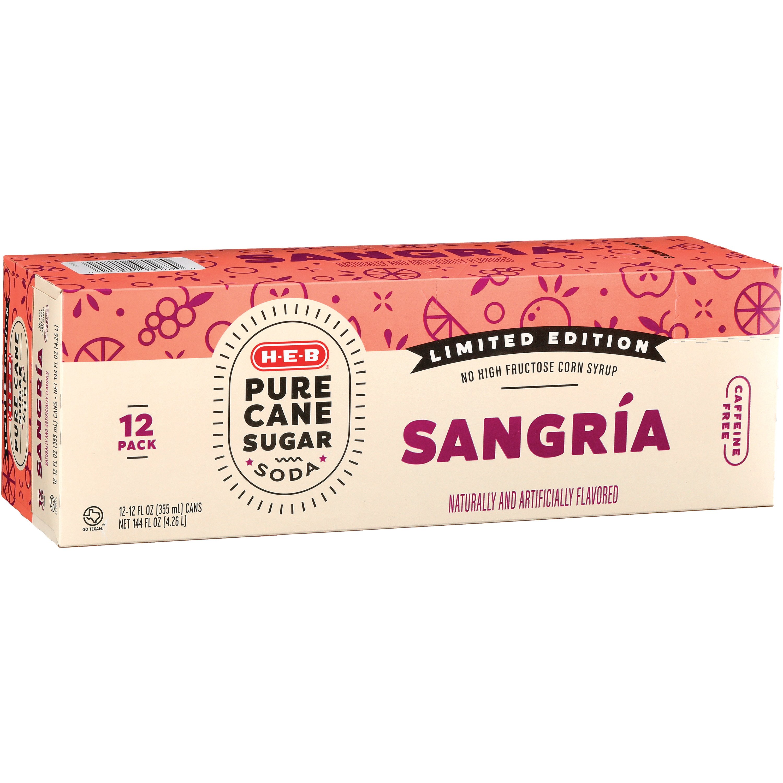 H-E-B Limited Edition Sangria Pure Cane Sugar Soda 12 Oz Cans - Shop ...