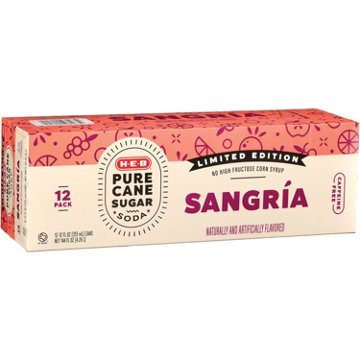 H-E-B Pure Cane Sugar Sangria Soda 12 pk Cans