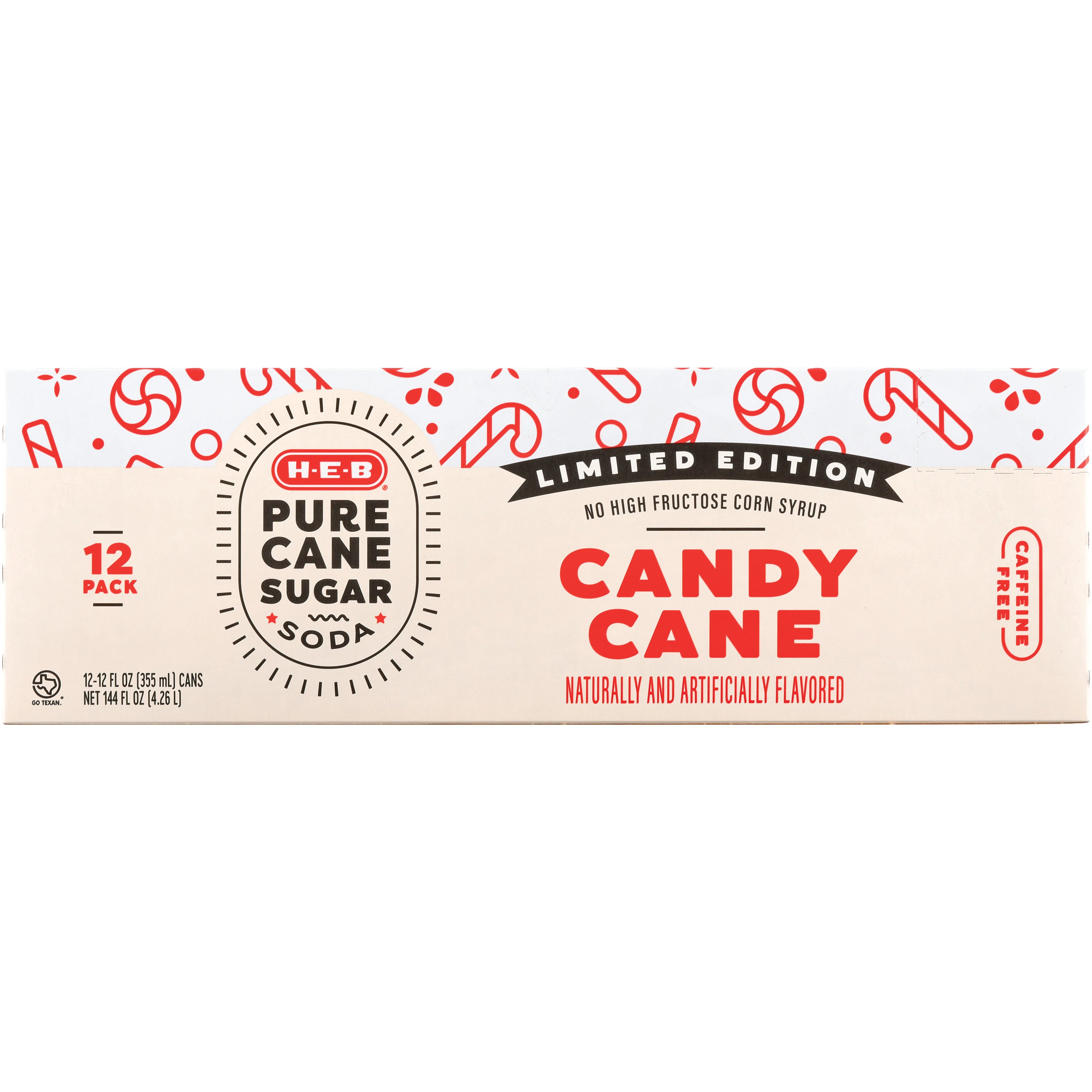 H-E-B Pure Cane Sugar Candy Cane Soda 12 Oz Cans - Shop Soda At H-E-B