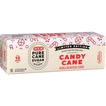 H-E-B Pure Cane Sugar Candy Cane Soda 12 pk Cans