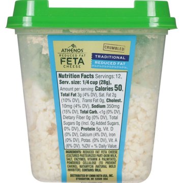 Athenos Reduced Fat Traditional Feta Cheese Crumbles, 12 oz