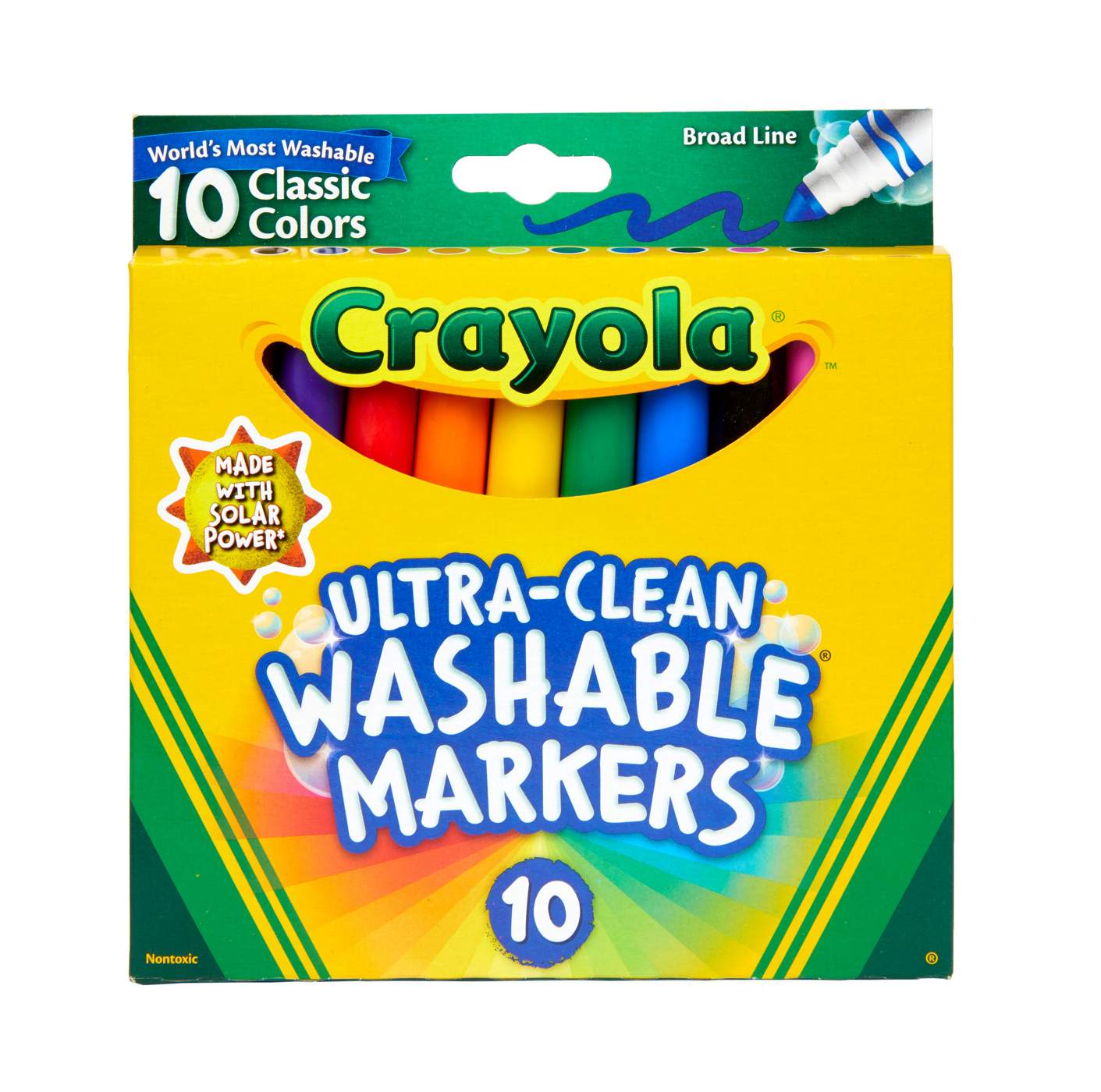 Crayola Ultra-Clean Markers, Fine Line, Assorted Colors, 12 Per