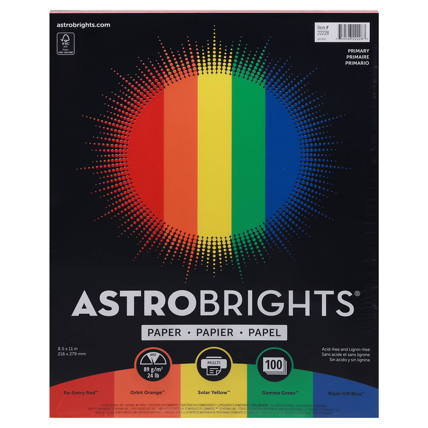 AstroBrights Glow 5-Color Assortment Letter Size Paper; image 1 of 3