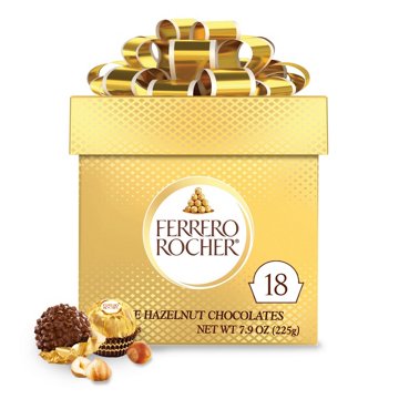 Ferrero Rocher Fine Hazelnut Chocolates Gift Cube, 18 pc