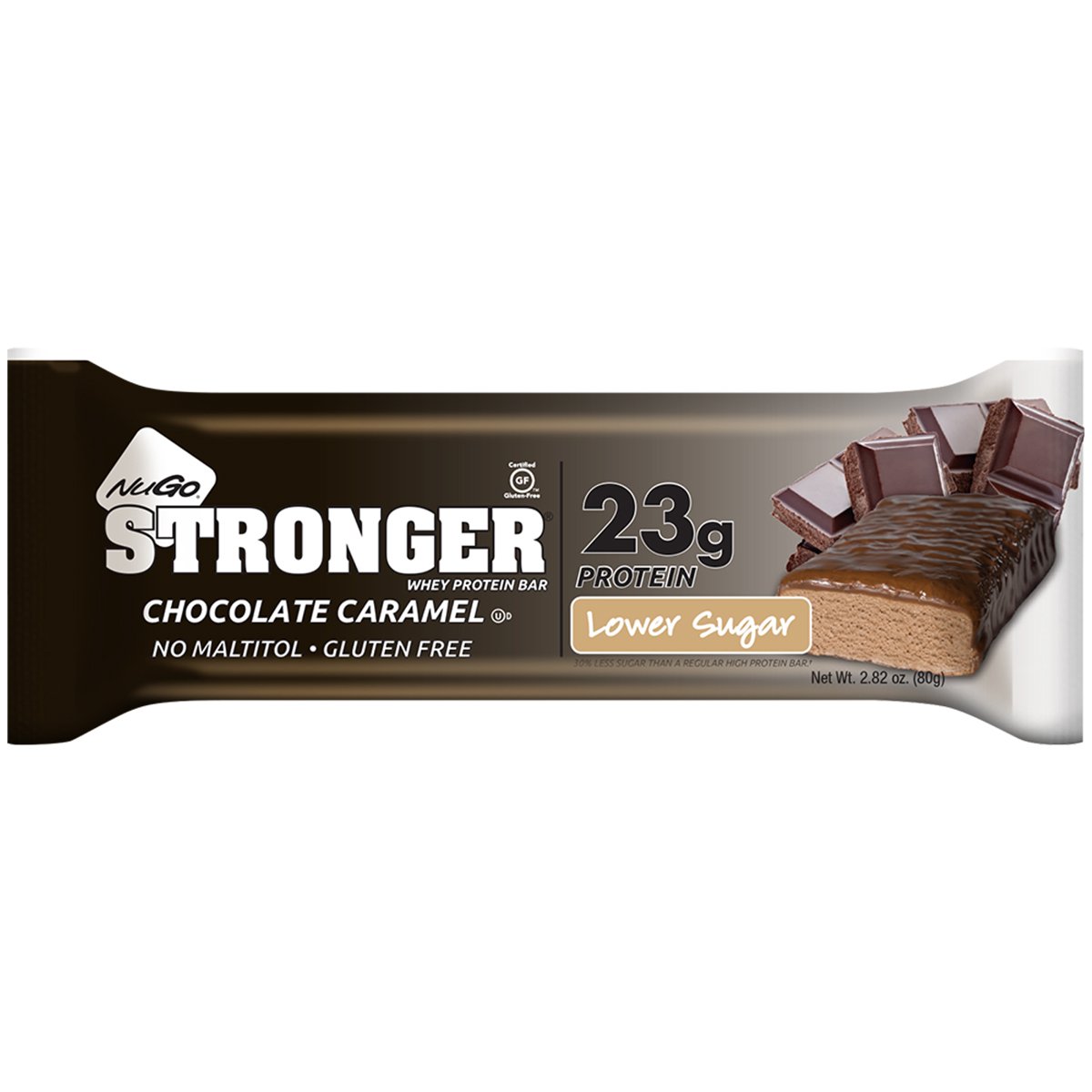 NuGo 23g Protein Bar Stronger Chocolate Caramel Shop Granola