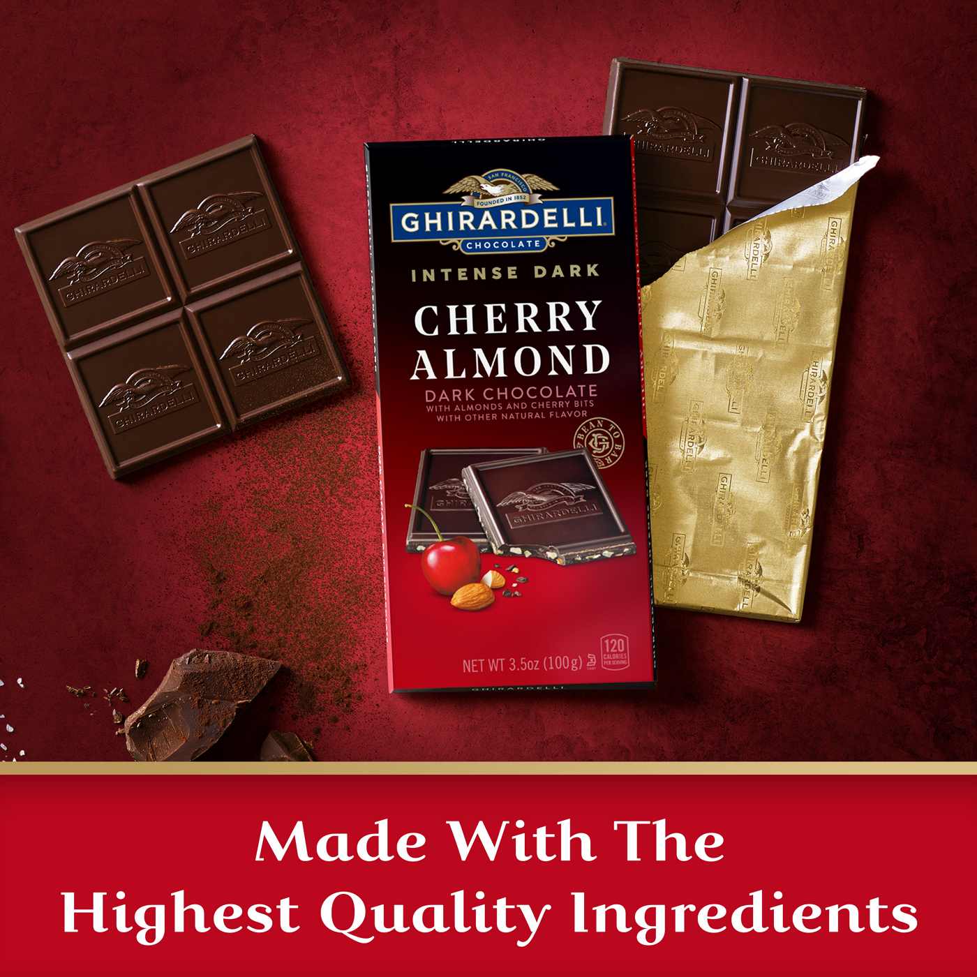 Ghirardelli Intense Dark Cherry Almond Chocolate Bar; image 3 of 7