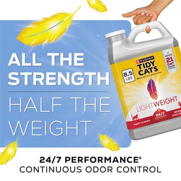 Tidy Cats Purina LightWeight 24/7 Performance Odor Control Multi-Cat Litter Clumping Dust Free, 8.5 lb