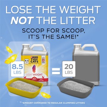 Tidy Cats Purina LightWeight 24/7 Performance Odor Control Multi-Cat Litter Clumping Dust Free, 8.5 lb