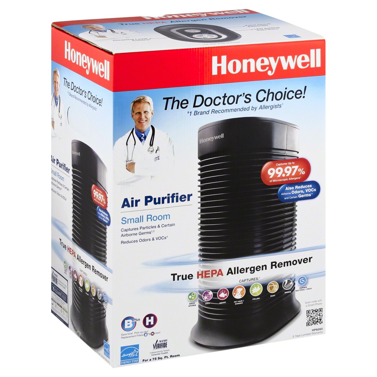 Honeywell true hepa compact tower deals air purifier with allergen remover