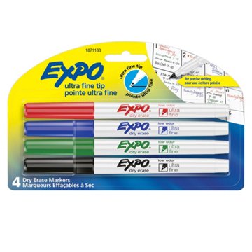 EXPO Ultra Fine Tip Dry Erase Markers - Assorted Ink, 4 pk