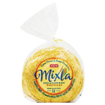 H-E-B Mixla Corn & Flour Blend Tortillas, 12 ct