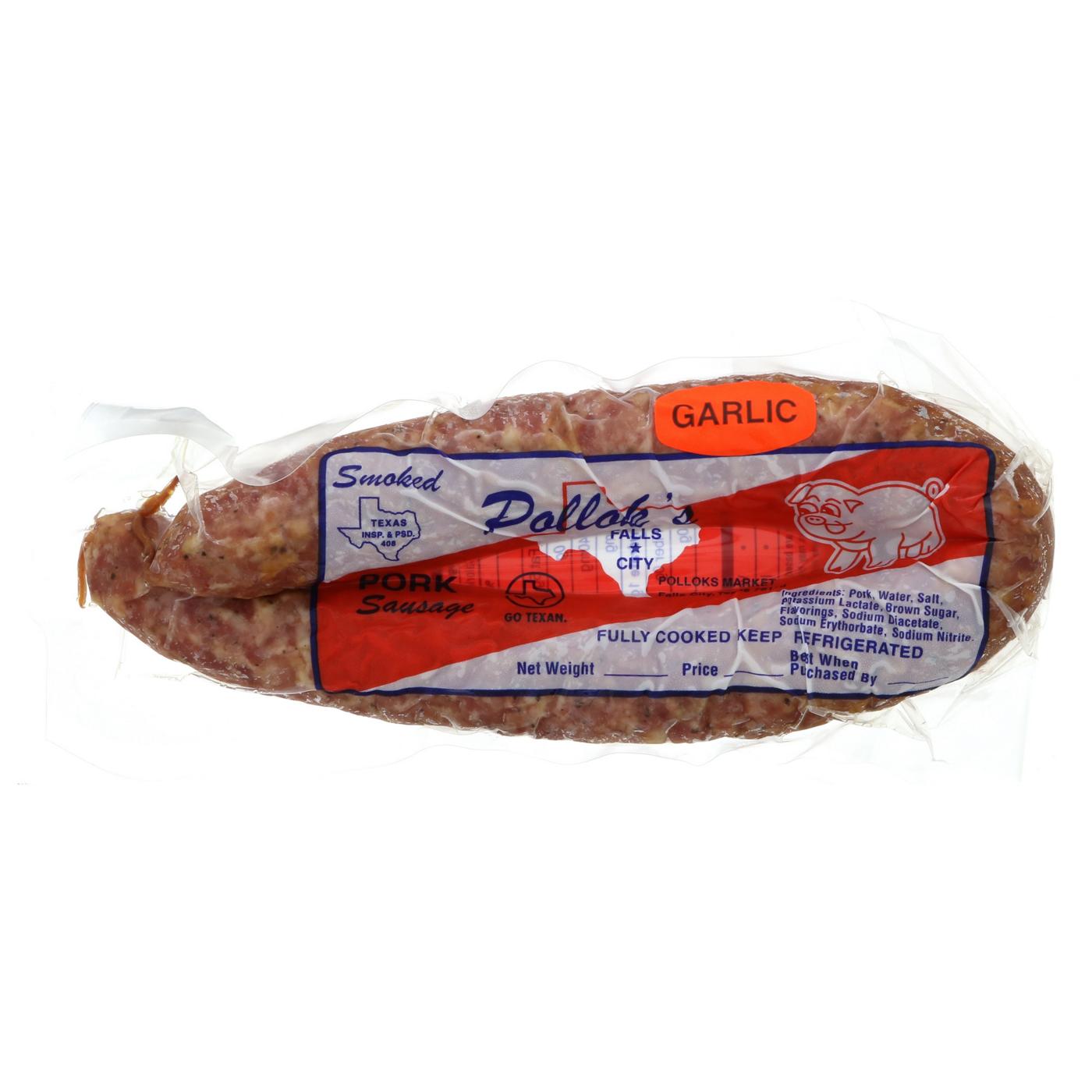 Pollok's Smoked Pork Sausage - Garlic; image 1 of 2