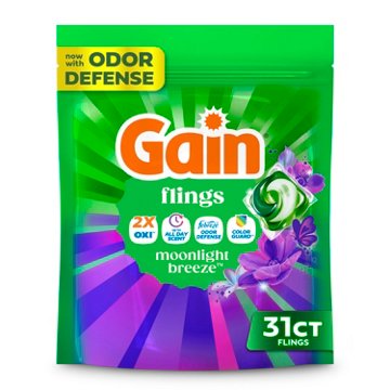 Gain Flings Liquid Washing Detergent Pacs - Moonlight Breeze Scent