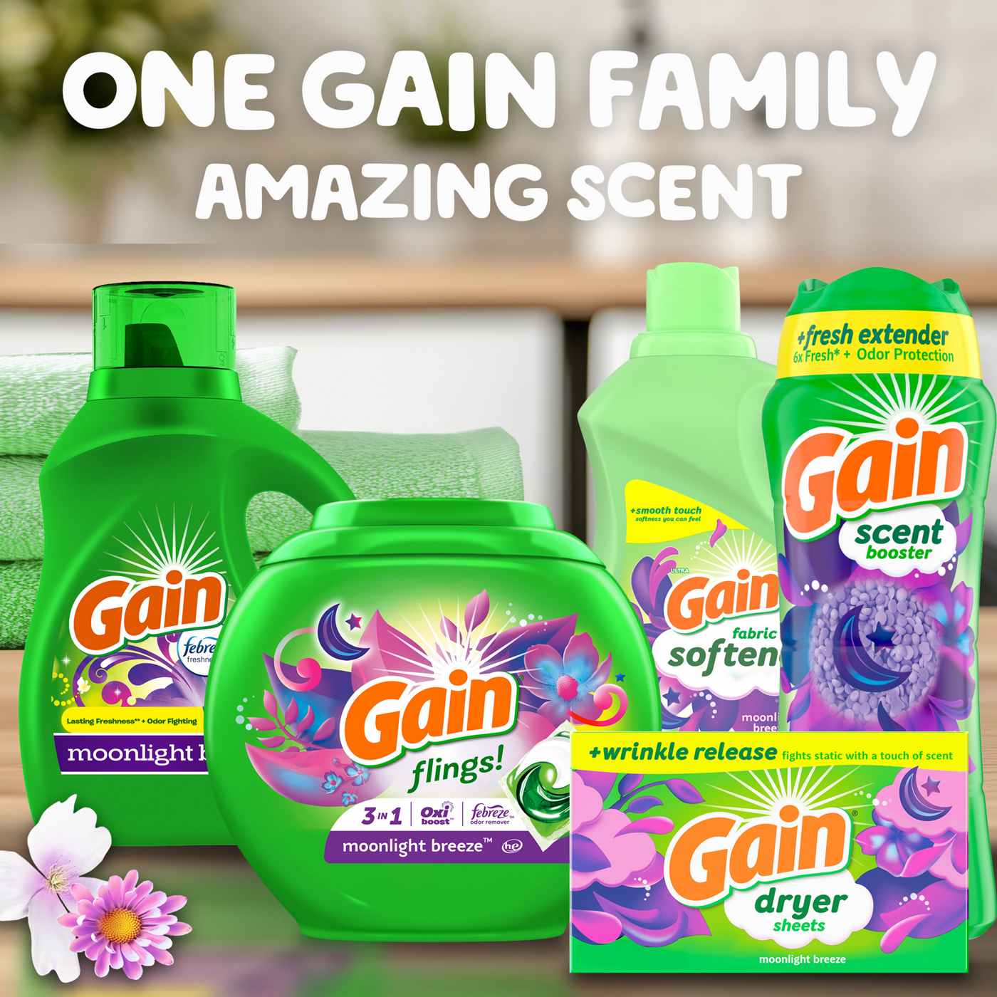 Gain Flings Laundry Detergent Pacs - Moonlight Breeze Scent with Oxi Boost & Febreze; image 10 of 10