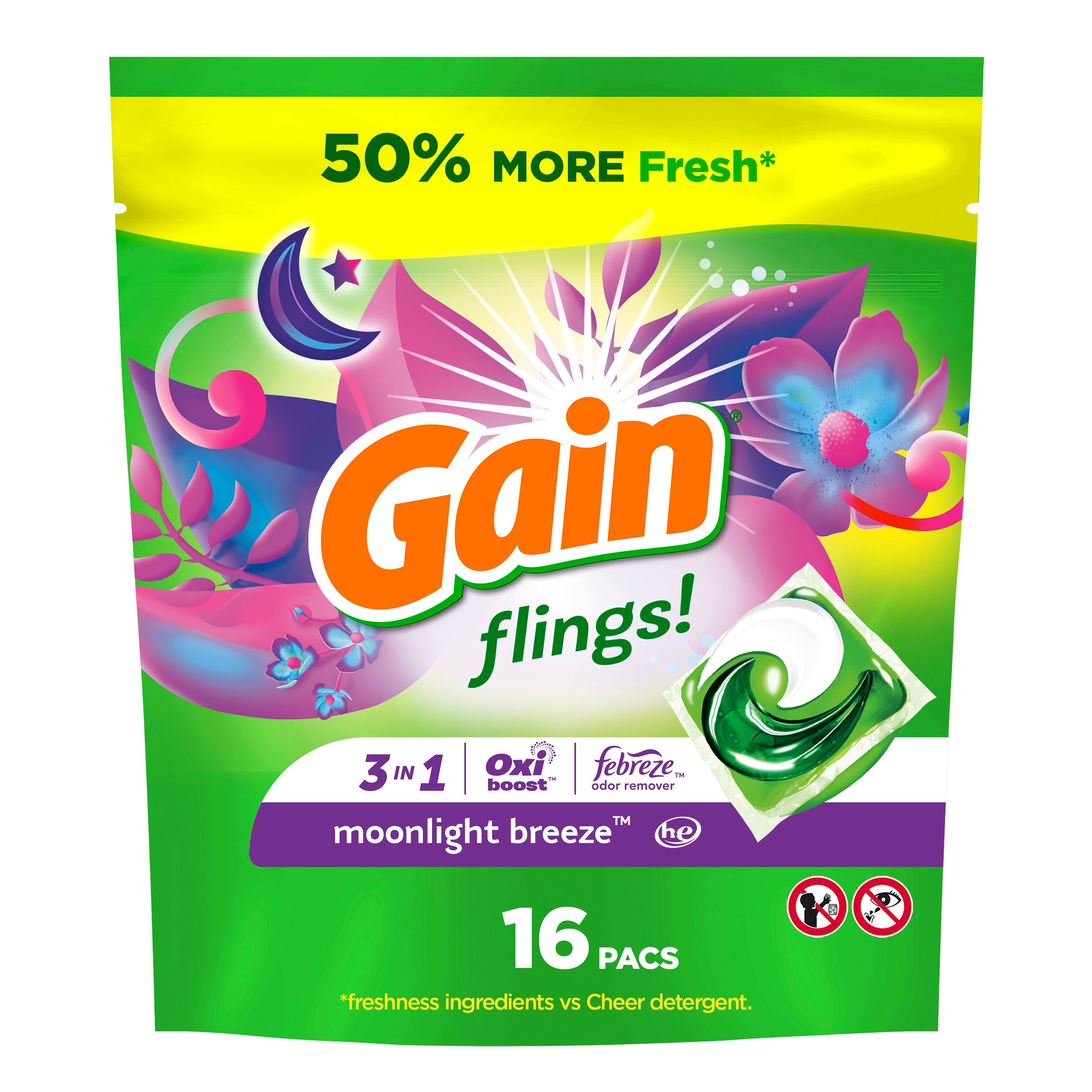 Gain Flings! Moonlight Breeze HE Laundry Detergent Pacs Shop