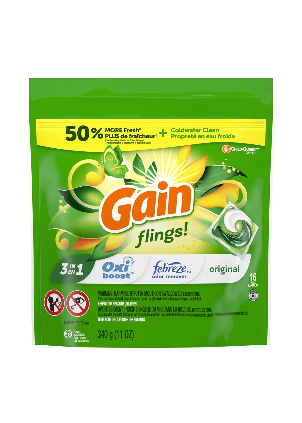 Gain Flings! Original Scent HE Laundry Detergent Pacs; image 4 of 8