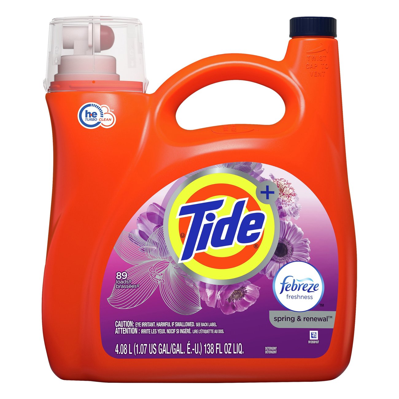Tide Plus Febreze Spring & Renewal HE Liquid Laundry Detergent 72 Loads