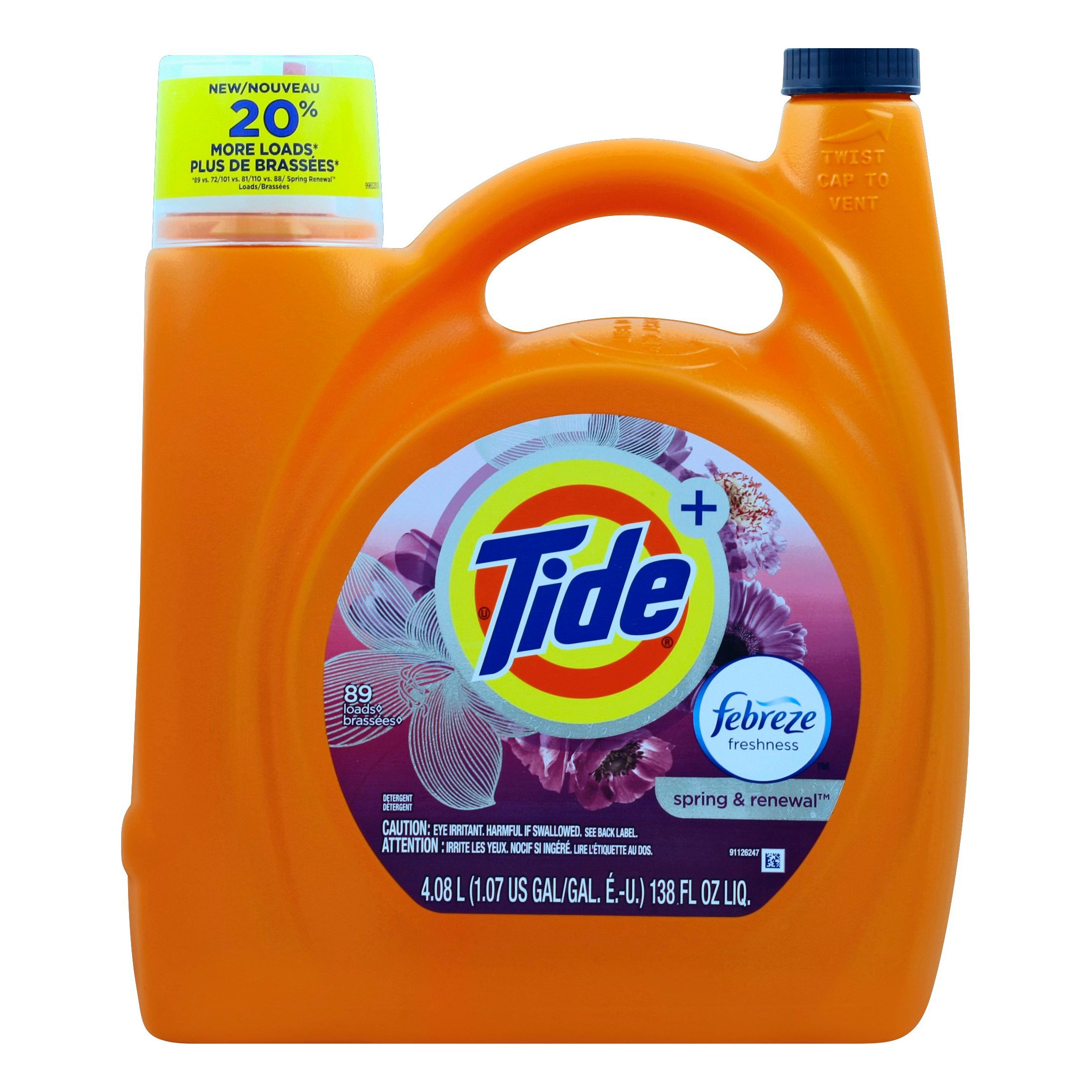 Tide Plus Febreze Spring & Renewal Liquid Laundry Detergent 72 Loads