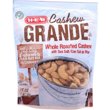 H-E-B Cashew Grande Whole Roasted Cashews with Sea Salt, 12 oz