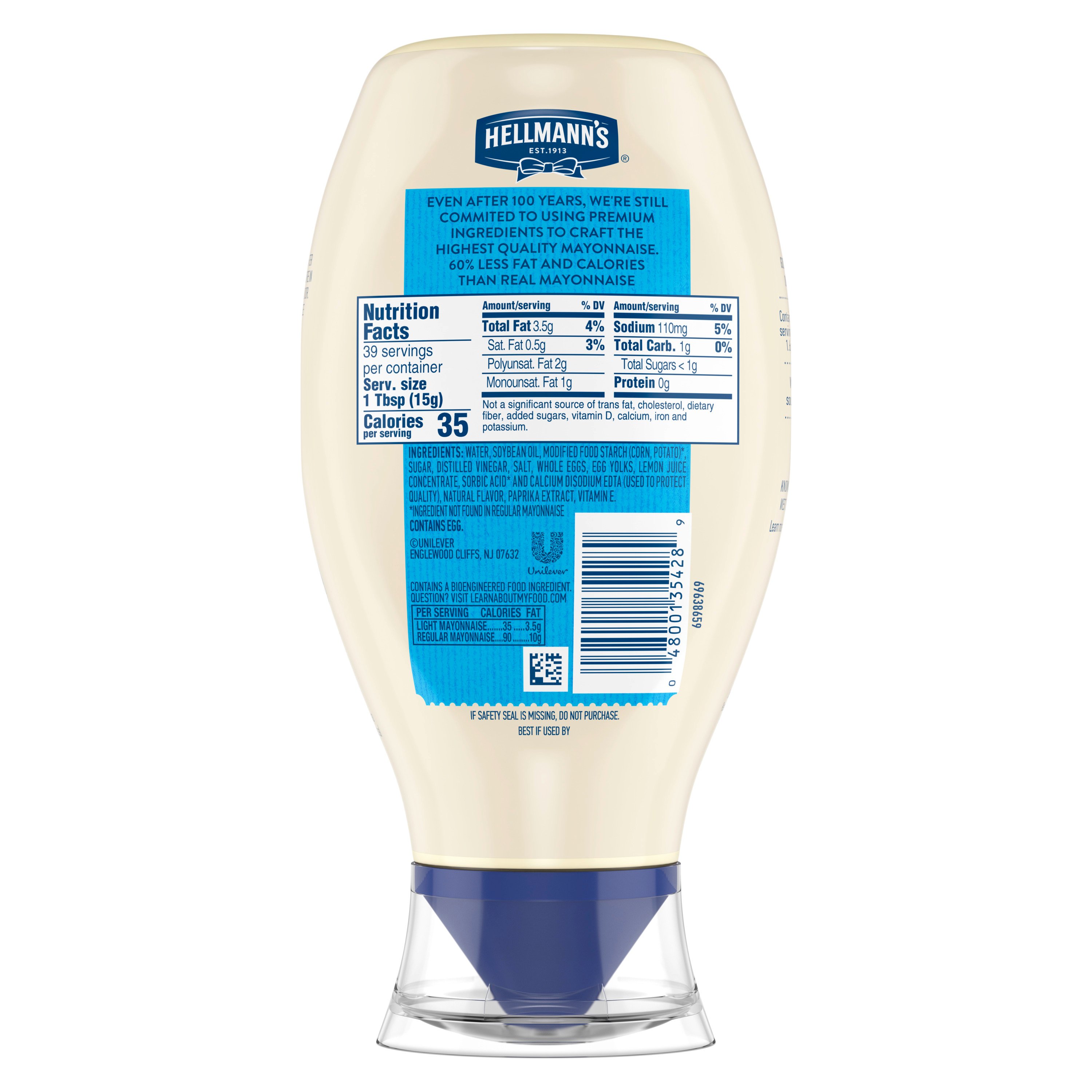 mayonnaise Hellmann's Light Mayonnaise Light Mayo Squeeze Bottle - Shop