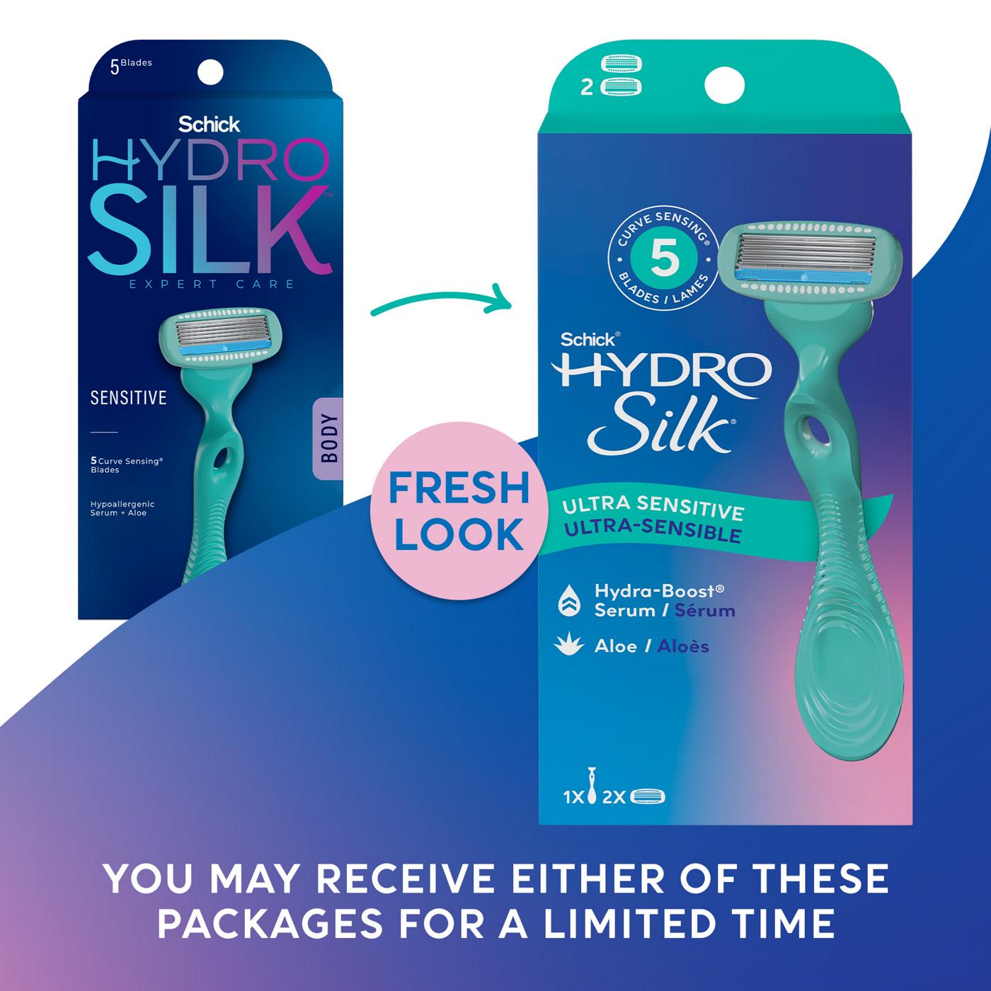Schick Hydro Silk Ultra Sensitive 5-Blade Razor + 2 Refills; image 5 of 8