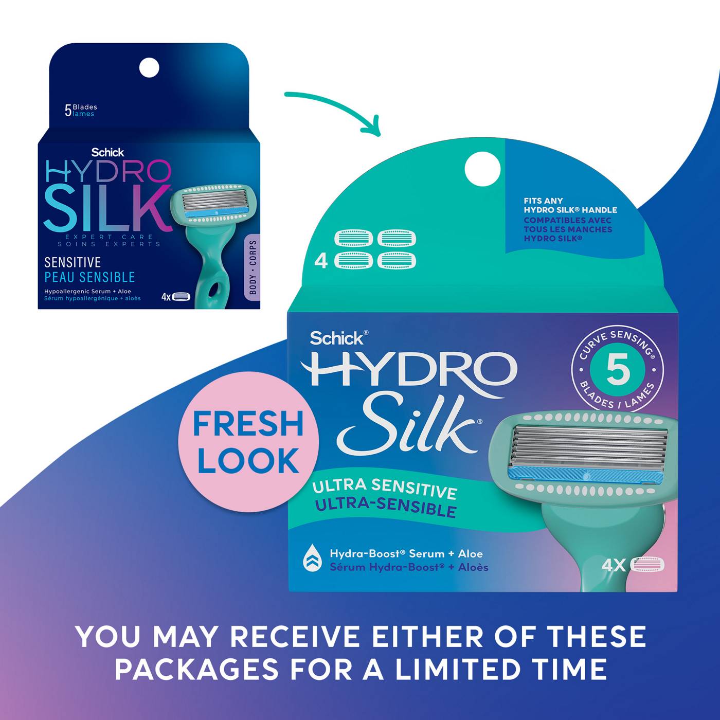 Schick Hydro Silk Ultra Sensitive 5-Blade Razor Refills; image 6 of 8
