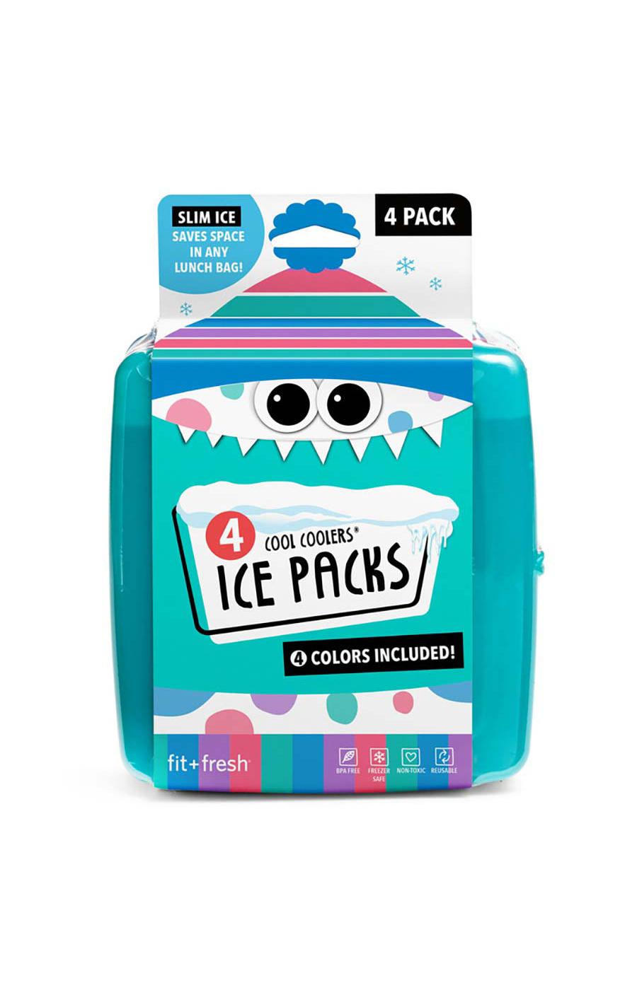 Fit & Fresh Cool Coolers Kids Lunch Box Ice Packs, Slim Ice Packs for Lunch  Bags, Lunch Ice Packs Reusable-Multicolored 4 Pack (Penguin)