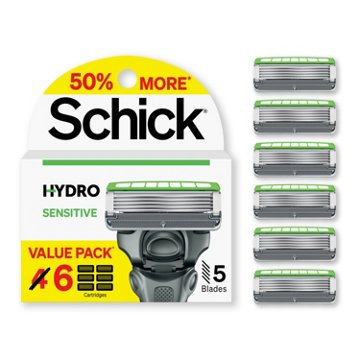 Schick Hydro Sensitive Men's 5 Blade Razor Refills, 6 ct