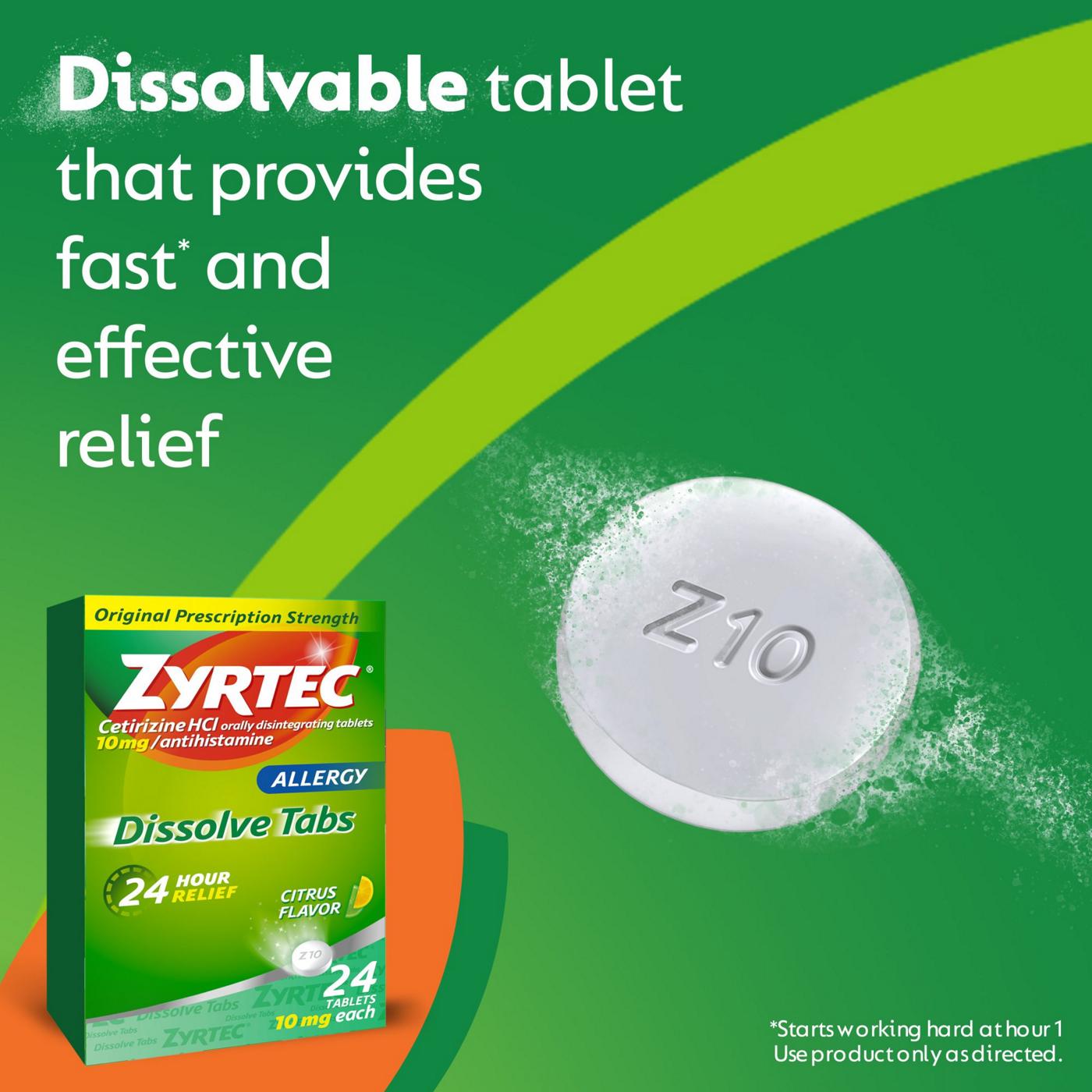 Zyrtec Allergy Dissolve Tablets with Cetirizine HCl - Citrus; image 8 of 8