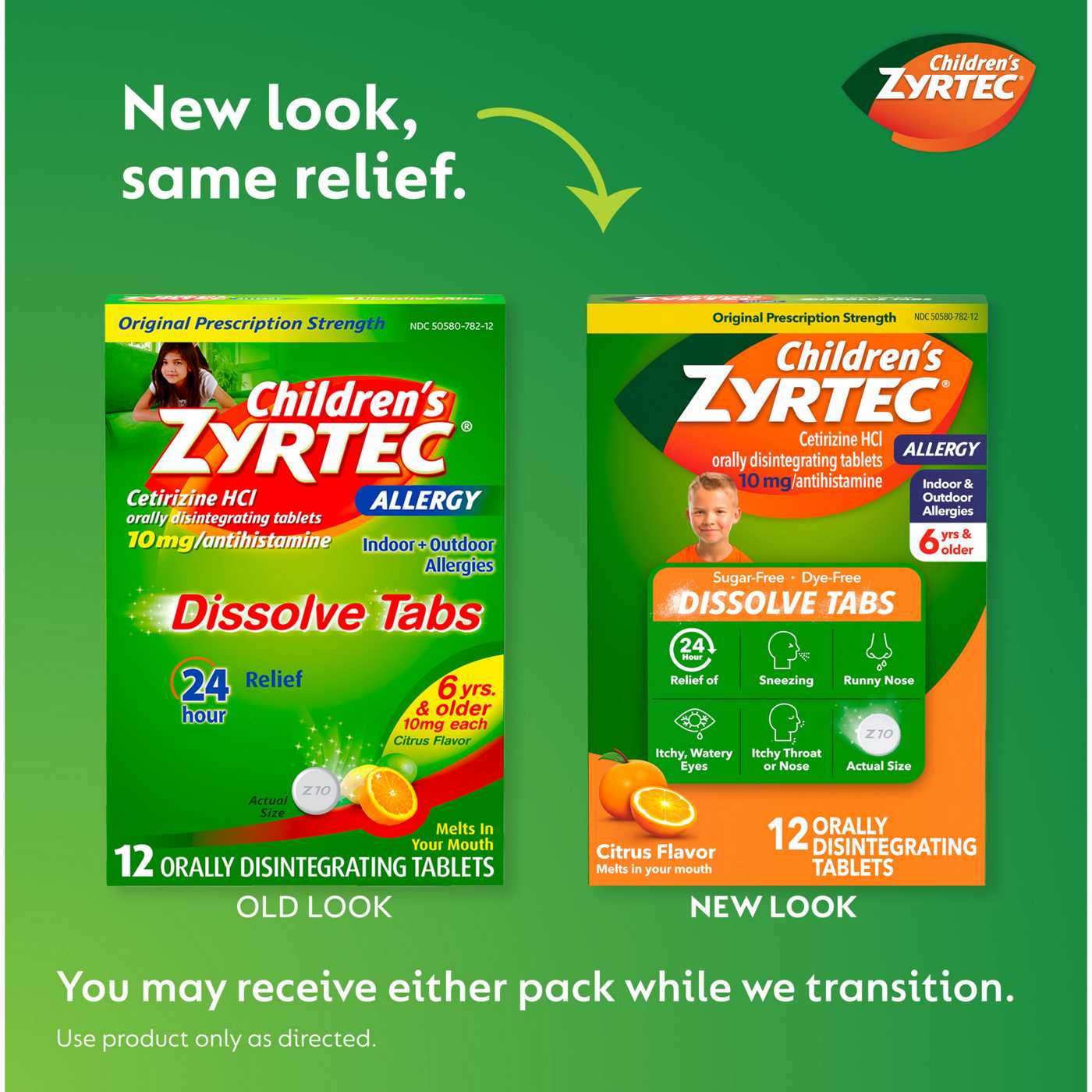 Children's Zyrtec 24 Hr Children's Allergy Dissolve Tablets, Citrus; image 2 of 8