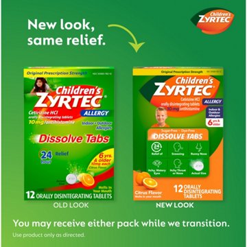 Children's Zyrtec 24 Hr Children's Allergy Dissolve Tablets, Citrus