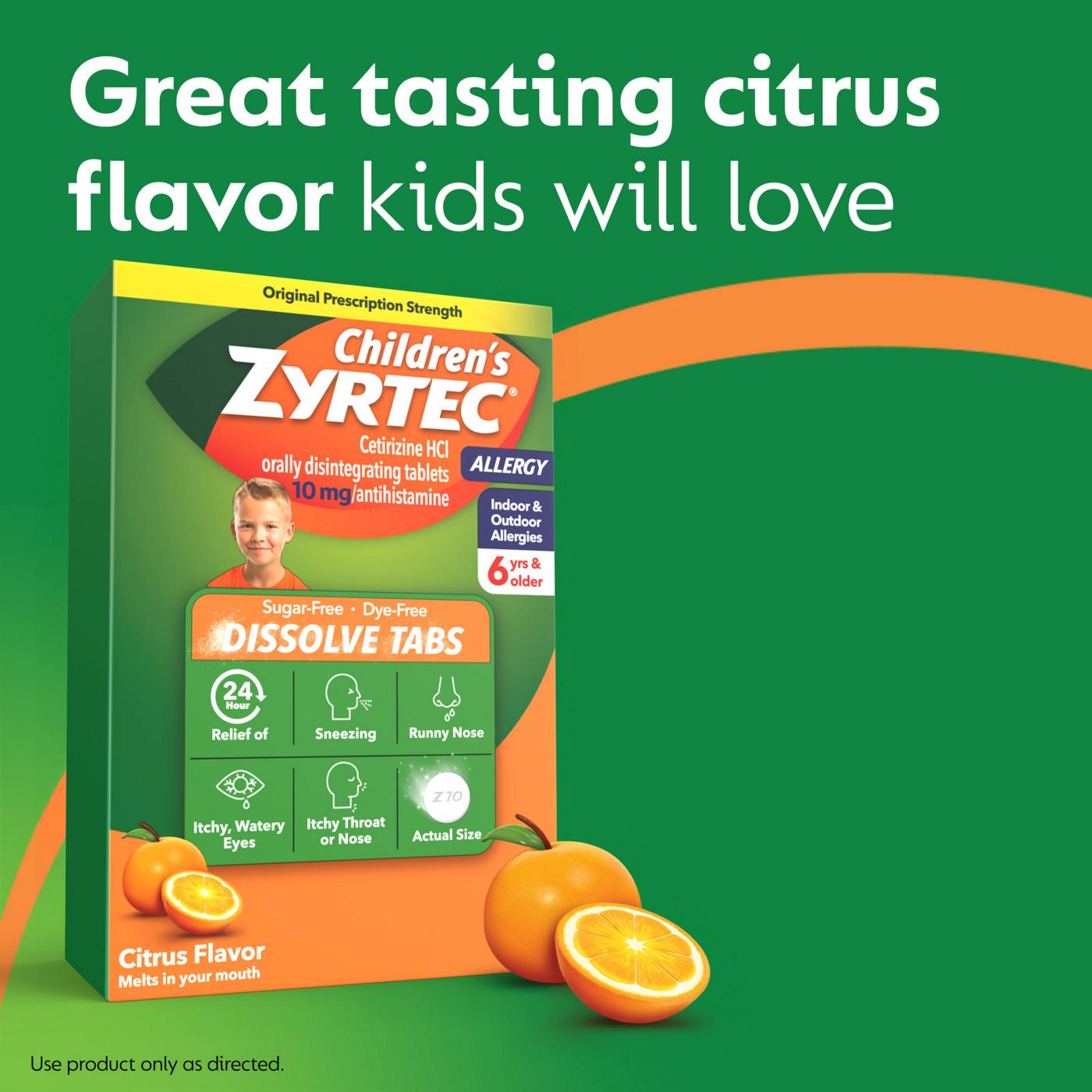 Children's Zyrtec 24 Hr Children's Allergy Dissolve Tablets, Citrus; image 4 of 8