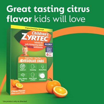 Children's Zyrtec 24 Hr Children's Allergy Dissolve Tablets, Citrus