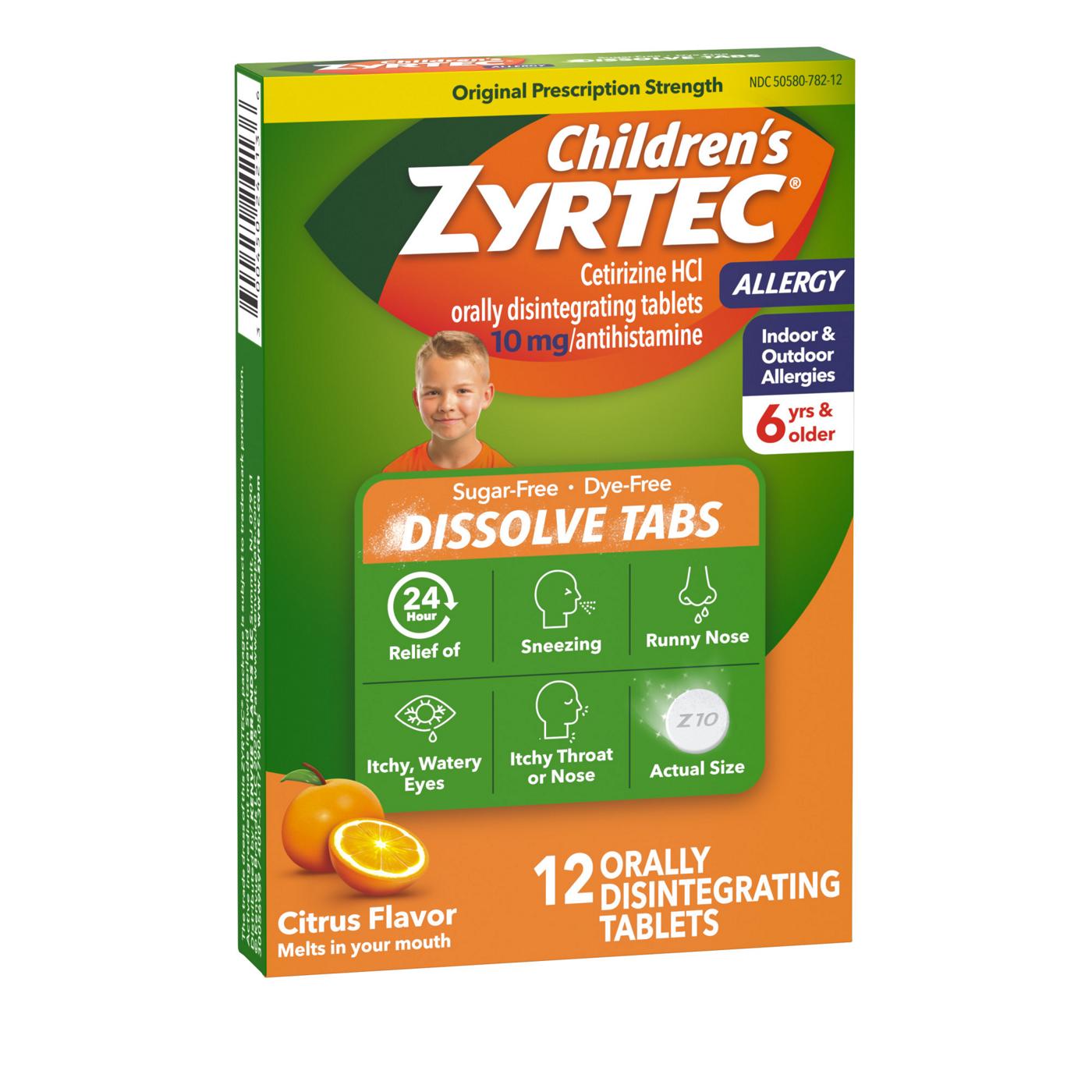 Children's Zyrtec 24 Hr Children's Allergy Dissolve Tablets, Citrus; image 7 of 8