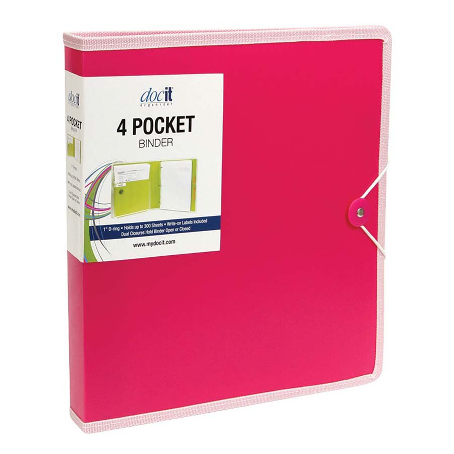 DocIt Organizer 4 Pocket Binder, Multi Pocket Folder And 1Inch 3 Ring