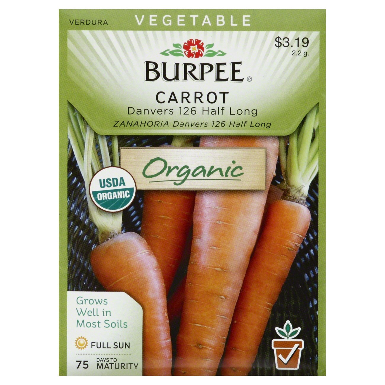 Burpee Carrot Seeds, Danvers 126 Half Long Organic Shop Seeds at HEB
