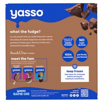 Yasso Chocolate Fudge Frozen Greek Yogurt Bars, 4 ct