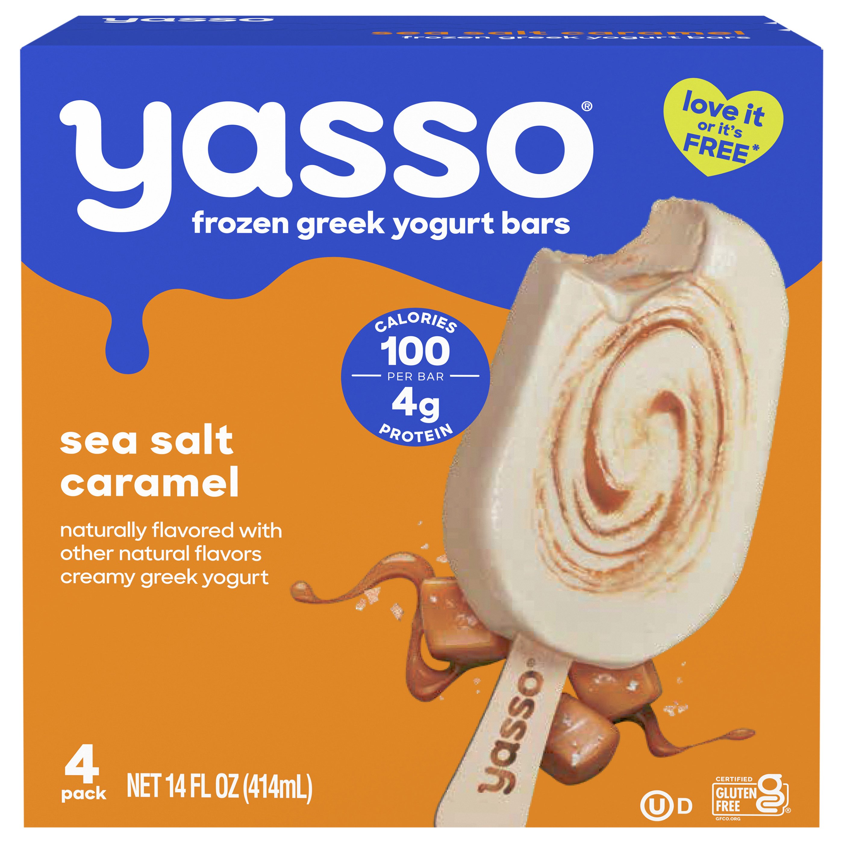 Yasso Sea Salt Caramel Frozen Greek Yogurt Bars, 4 ct | Central