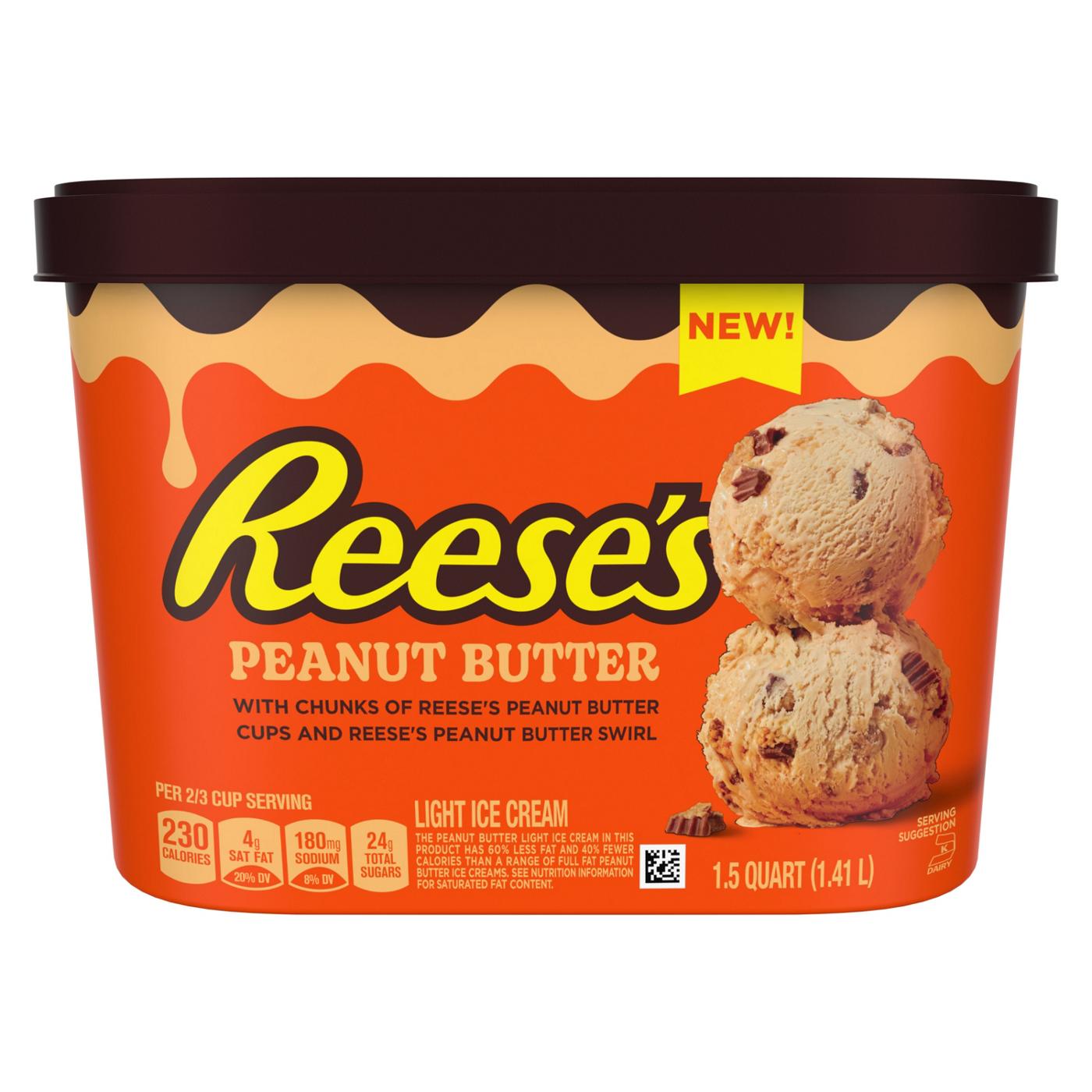 Reese's Peanut Butter Light Ice Cream with Reese's Peanut Butter Cups & Peanut Butter Swirl; image 1 of 7