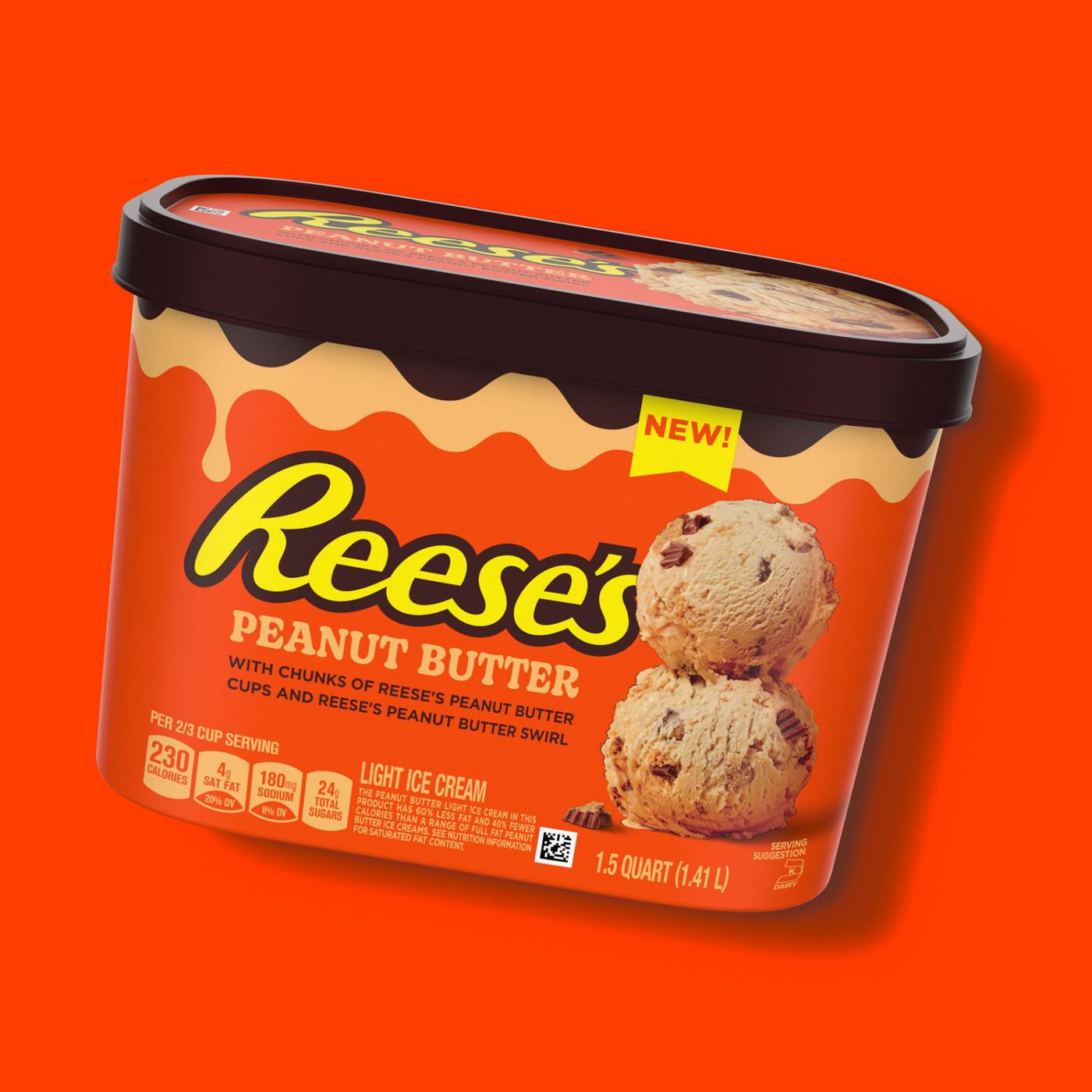 Reese's Peanut Butter Light Ice Cream with Reese's Peanut Butter Cups & Peanut Butter Swirl; image 4 of 7